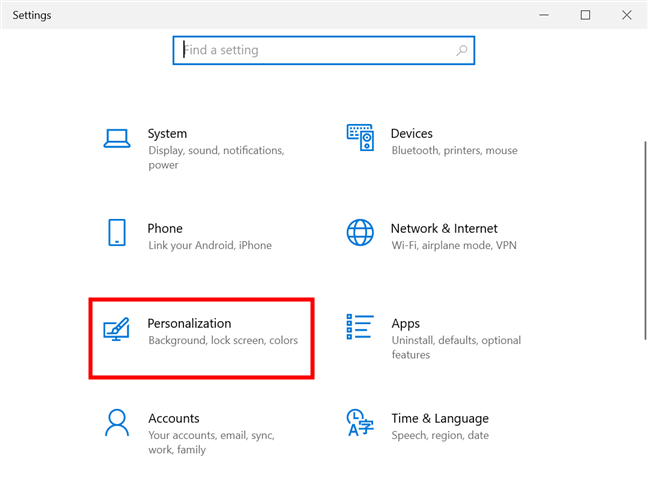 Accede a la configuración de Personalización