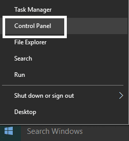 Mostrar el panel de control en el menú de WinX en Windows 10