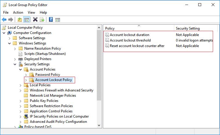 Política de bloqueo de cuenta