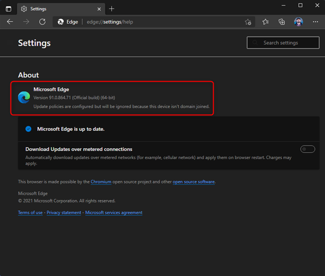 Ver la versión en Edge basado en Chromium