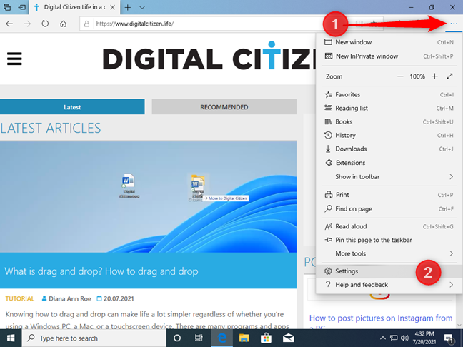 Abra Configuración y más, luego Configuración