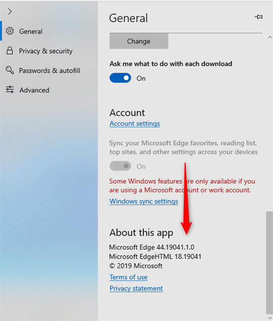 Consulte la sección Acerca de de esta aplicación