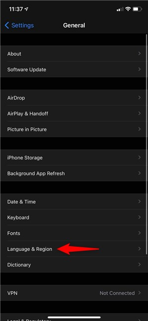Acceda a la configuración de idioma y región del iPhone