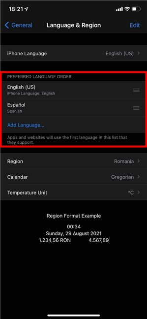 Más configuraciones de idioma de iPhone estarán disponibles