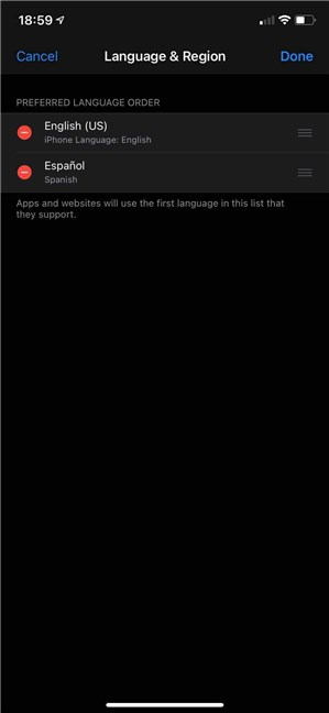 Edita o cambia los idiomas en tu iPhone o iPad