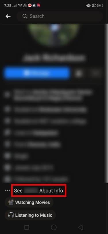 Haga clic en la pestaña Acerca de la información que se encuentra junto con sus otros detalles. | ¿Cómo encontrar cumpleaños en la aplicación de Facebook?