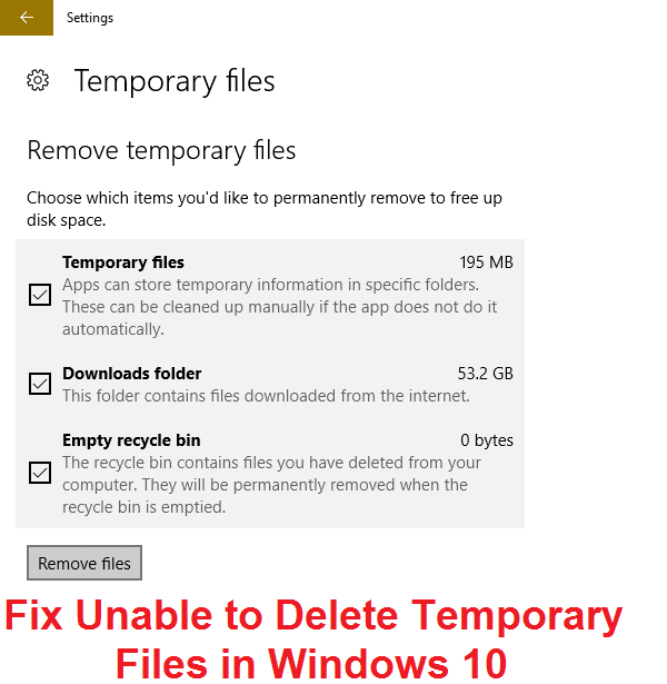 Arreglar la imposibilidad de eliminar archivos temporales en Windows 10