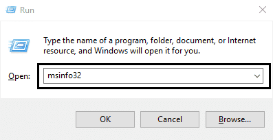 Presiona Windows + R y escribe msinfo32 y presiona Enter