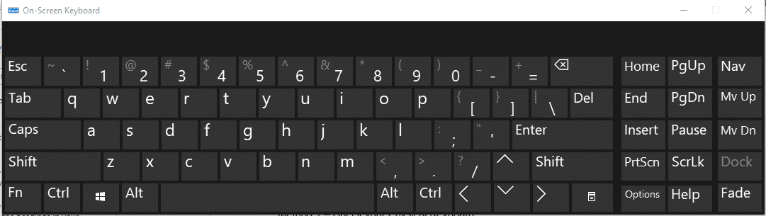Abra el teclado en pantalla usando el Centro de facilidad de acceso