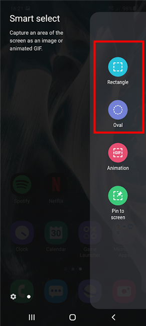 Use la selección inteligente para tomar capturas de pantalla