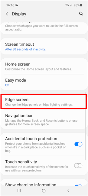 Presione la pantalla Edge