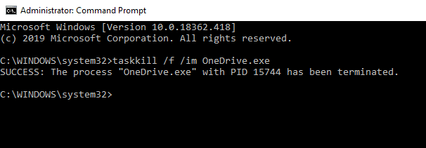 Una vez que finalice todo el proceso en ejecución de OneDrive, verá un mensaje de éxito