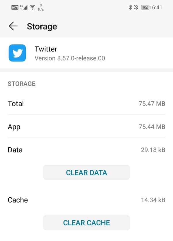 Haga clic en los botones respectivos Borrar caché y Borrar datos