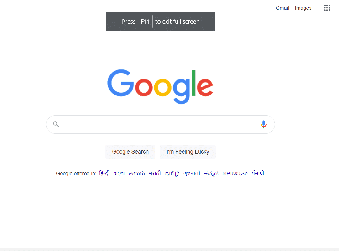 Ir a pantalla completa en Google Chrome
