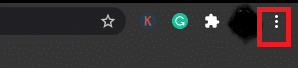 Ahora, haga clic en el icono de tres puntos en la esquina superior derecha de la pantalla. Cómo ir a pantalla completa en Google Chrome