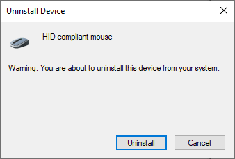 Confirme el aviso haciendo clic en Desinstalar | Arreglar la rueda del mouse que no se desplaza correctamente