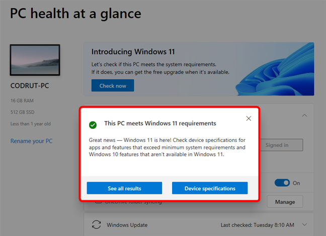 Esta PC cumple con los requisitos de Windows 11