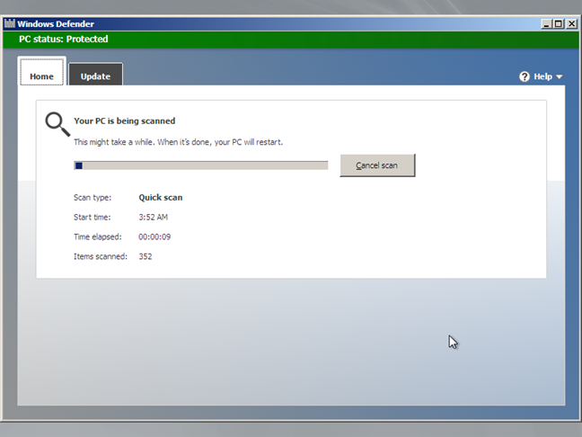 Windows Defender Offline está escaneando su computadora