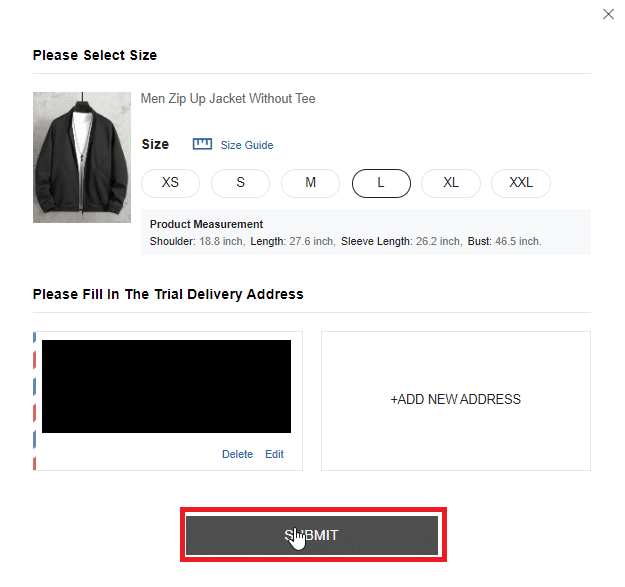 haga clic en enviar.  Cómo obtener el cupón de prueba gratis de SHEIN