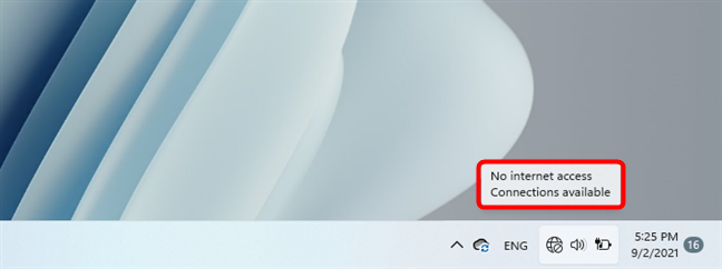 No hay acceso a Internet, pero las conexiones están disponibles.