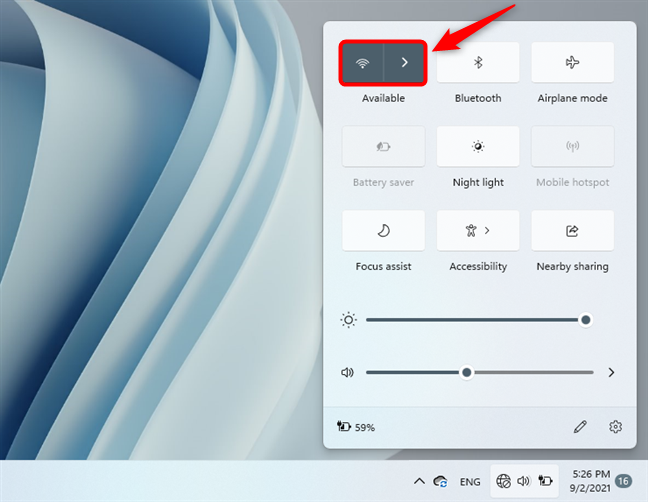 Abrir la lista de redes Wi-Fi disponibles