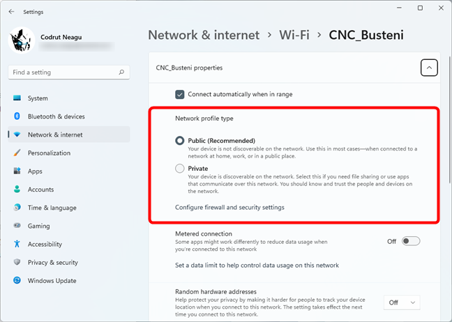 Cómo configurar la red Wi-Fi como Privada o Pública en Windows 11