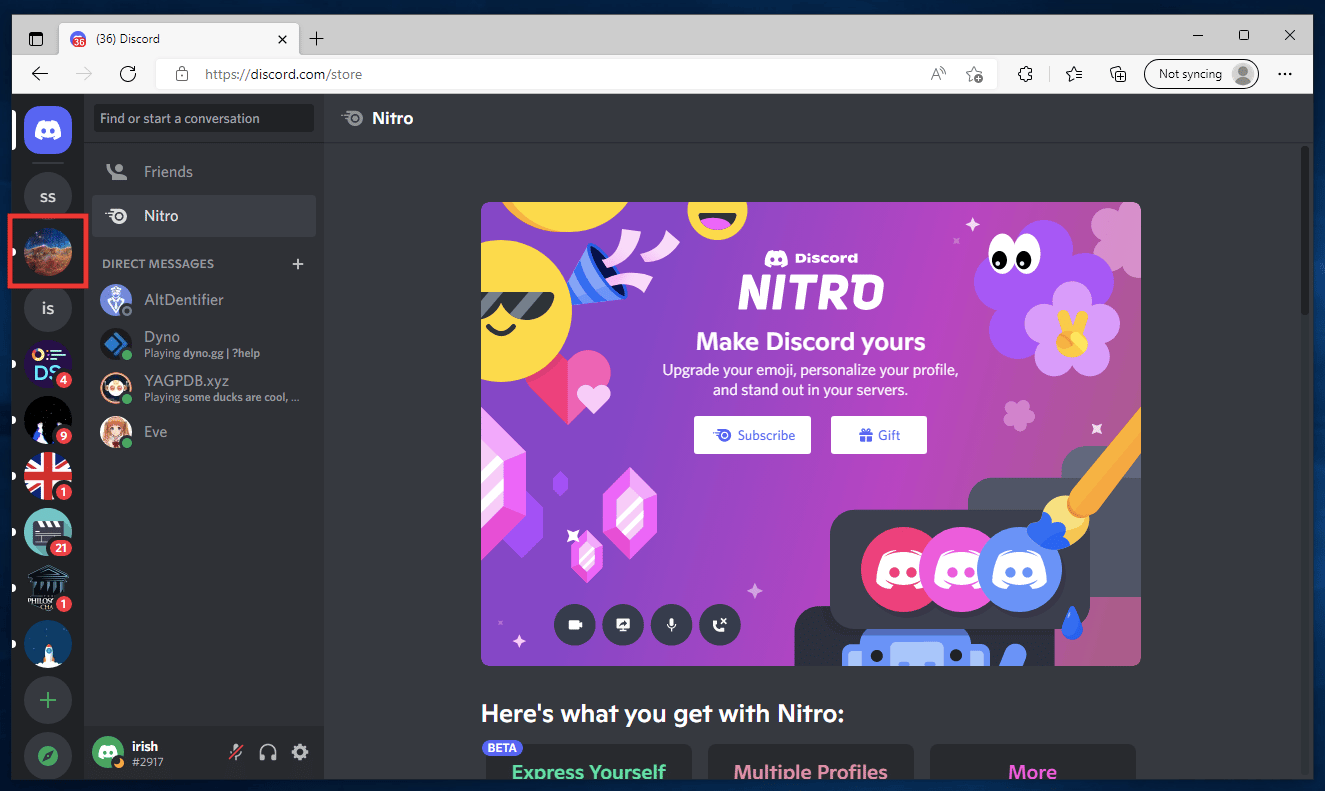 Haga clic en el icono de su servidor.  6 formas de obtener Discord Nitro gratis
