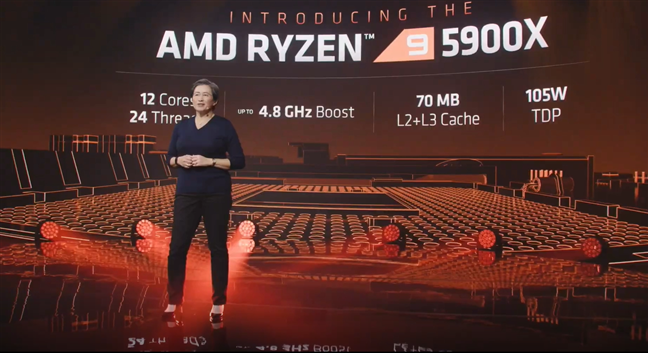La directora ejecutiva de AMD, Lisa Su, presenta el AMD Ryzen 9 5900X