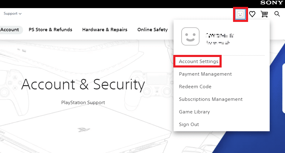 Ícono de perfil - Configuración de la cuenta |  cierra la sesión de tu cuenta de PlayStation