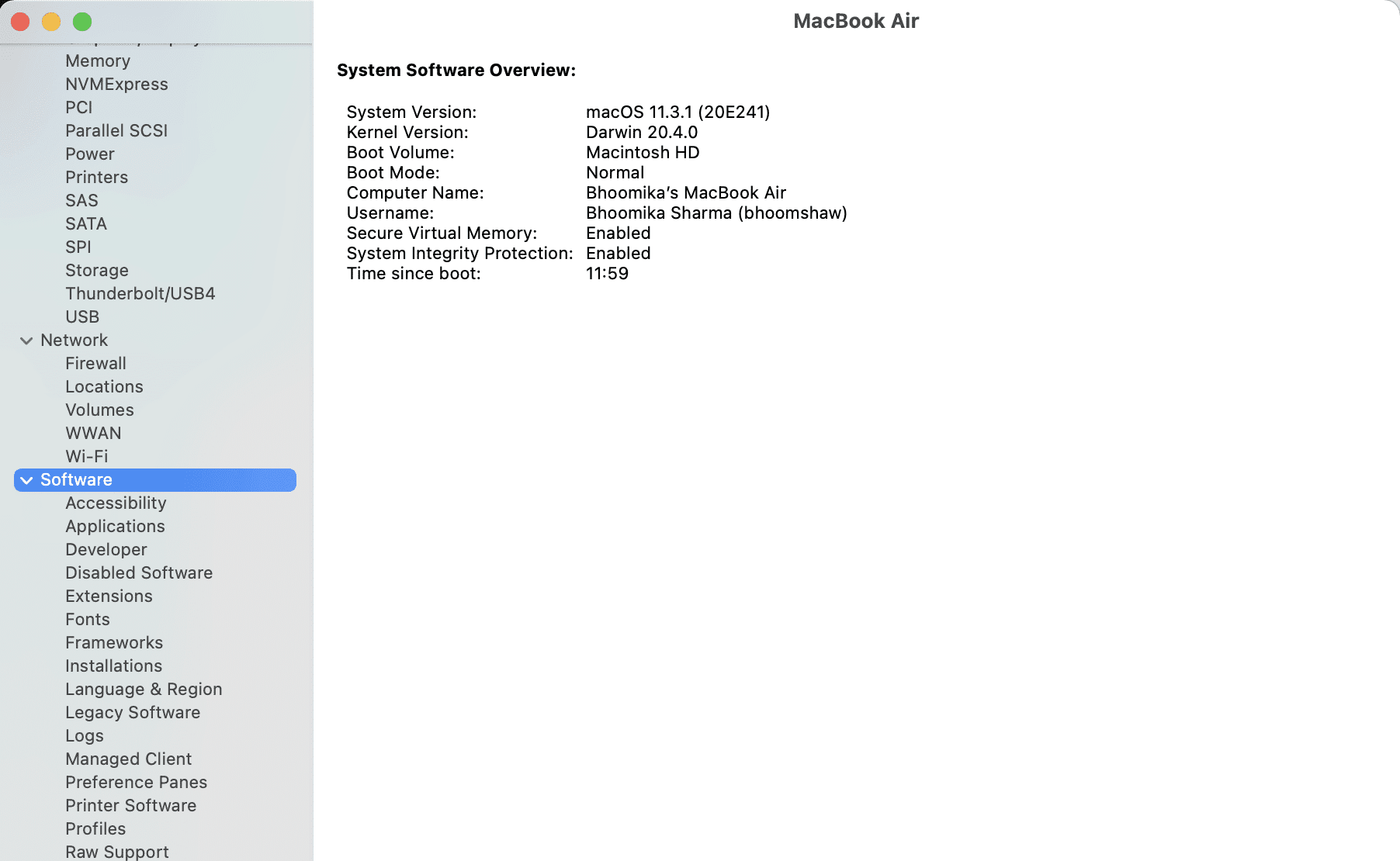 Seleccione Software para verificar si ha iniciado sesión en Modo seguro