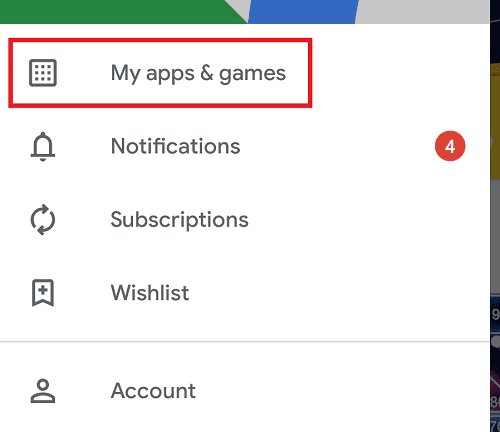 Haga clic en la opción Mis aplicaciones y juegos