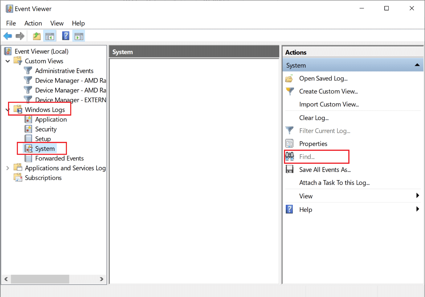 vaya a los registros de Windows y luego al sistema en el Visor de eventos.  Cómo reparar el código de error Destiny 2 Broccoli en Windows 10