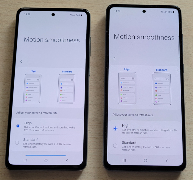 Ambas pantallas tienen excelentes tasas de actualización.