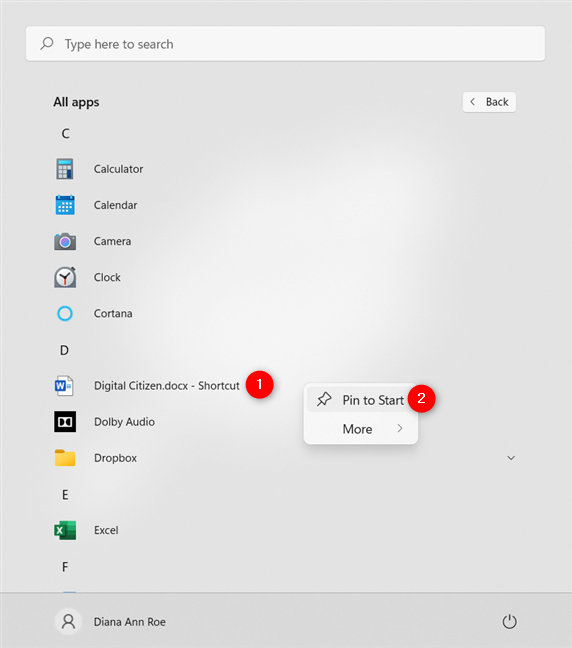 Fije su acceso directo al menú Inicio en Windows 11