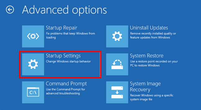 Configuración de inicio de Windows 10