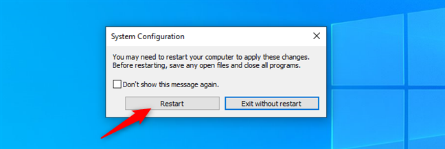 Reinicie Windows 10 en modo seguro