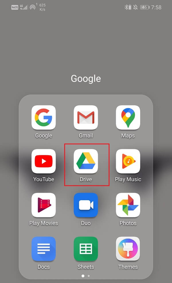 Abra Google Drive en un dispositivo Android