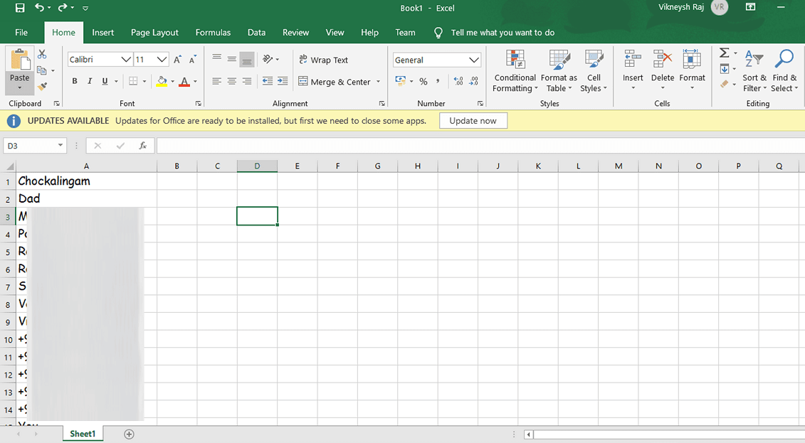Presionando Ctrl + V pegará los contactos en su hoja de Excel | Extraer contactos de grupo de WhatsApp