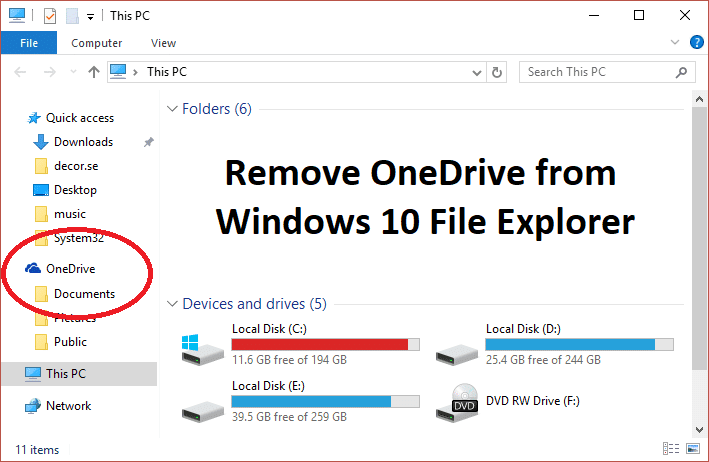 Deshabilitar OneDrive en PC con Windows 10