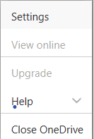 Haga clic derecho en OneDrive desde la barra de tareas y luego seleccione Configuración
