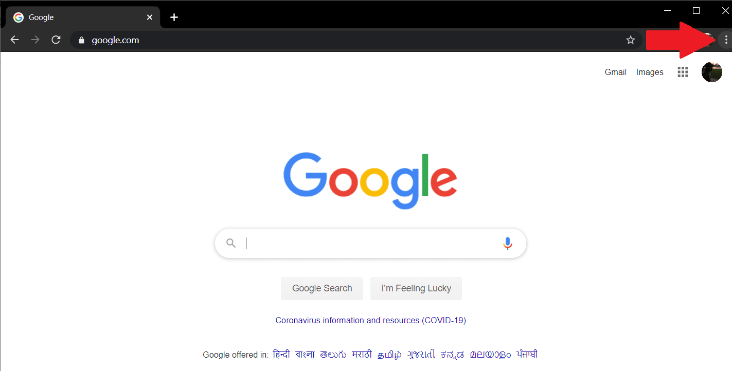 Abra Google Chrome y busque el icono 'Menú' ubicado en la esquina superior derecha y haga clic en él