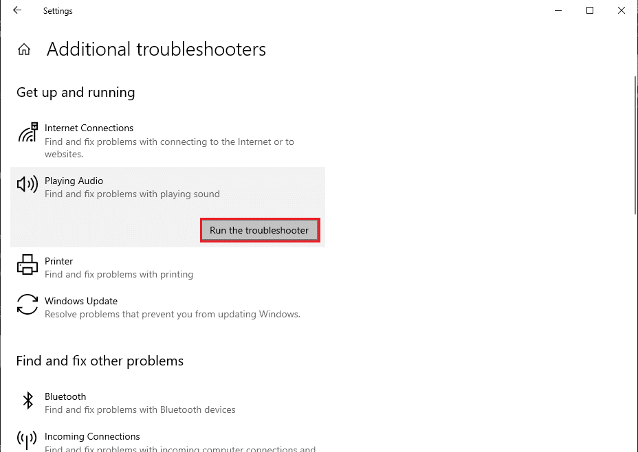 Haga clic en Ejecutar el solucionador de problemas | Arreglar la tartamudez de audio en Windows 10