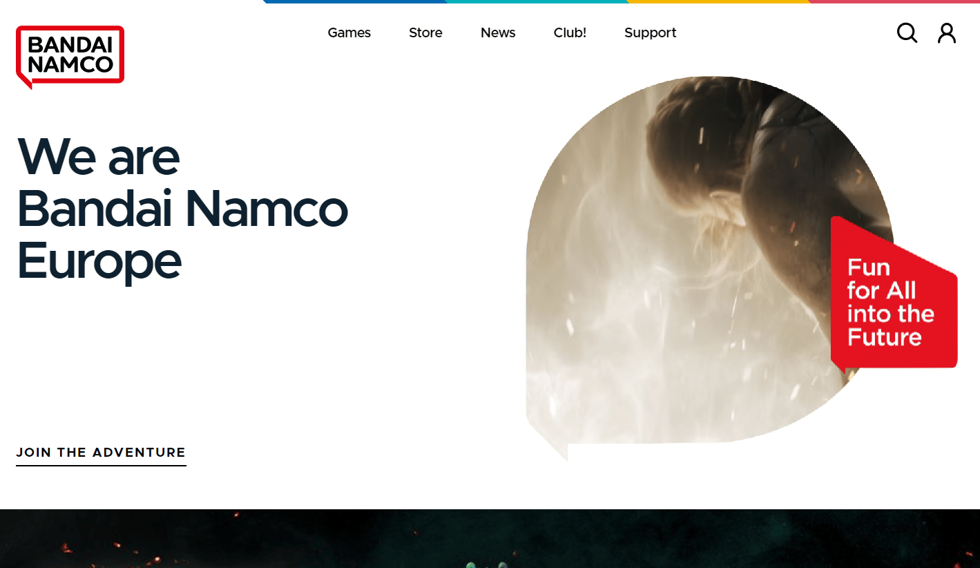 Sitio web de Bandai Namco