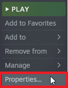 Luego, haz clic derecho en el juego y selecciona la opción Propiedades….