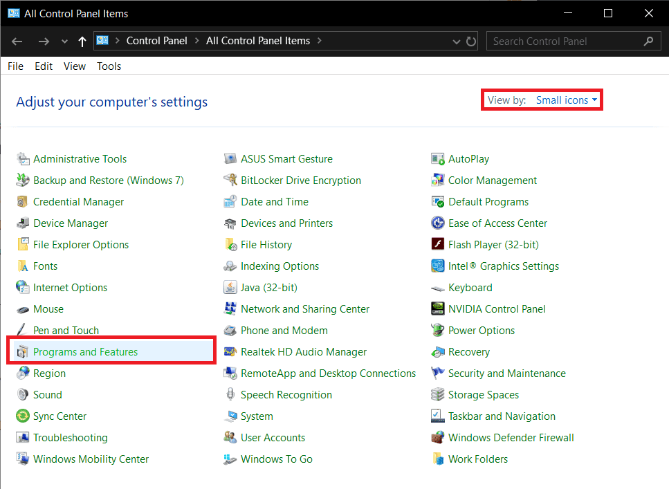 Haga clic en Programas y características.  Solucionar el error de carga de la aplicación Steam 3:0000065432