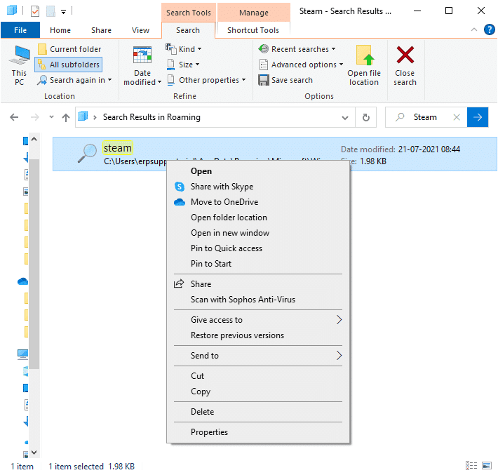 Ahora, haga clic derecho en Steam y elimínelo.  Cómo reparar el error de carga de la aplicación Steam 3:0000065432