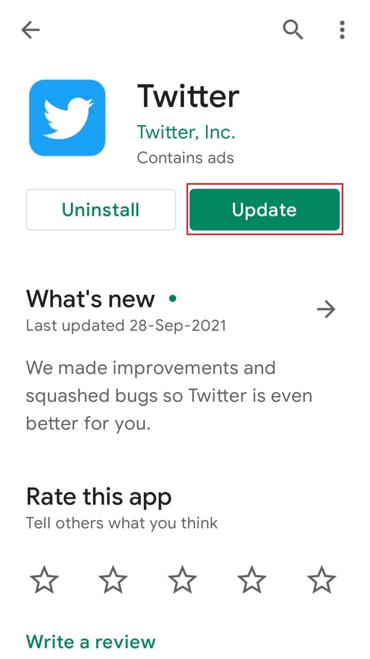 actualizar la aplicación de twitter en Android