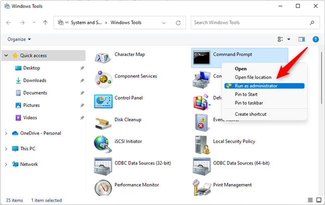 Ejecutando CMD como administrador desde Herramientas de Windows