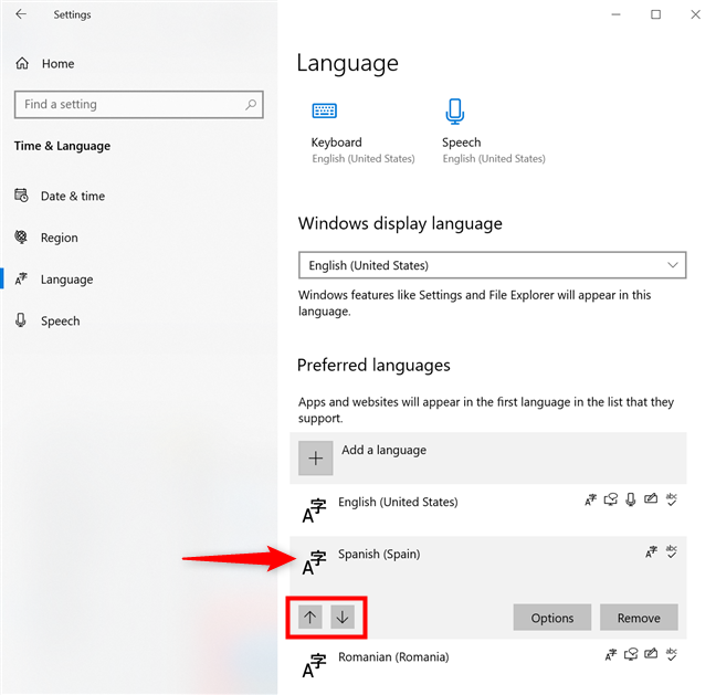 Use diferentes idiomas de Windows 10 para diferentes elementos