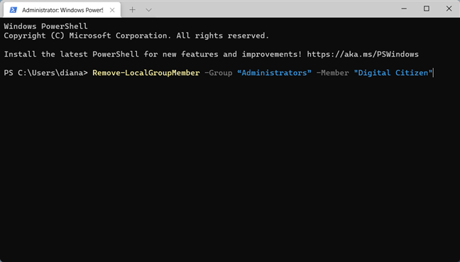 Cómo cambiar una cuenta de Administrador a Estándar con Windows Terminal